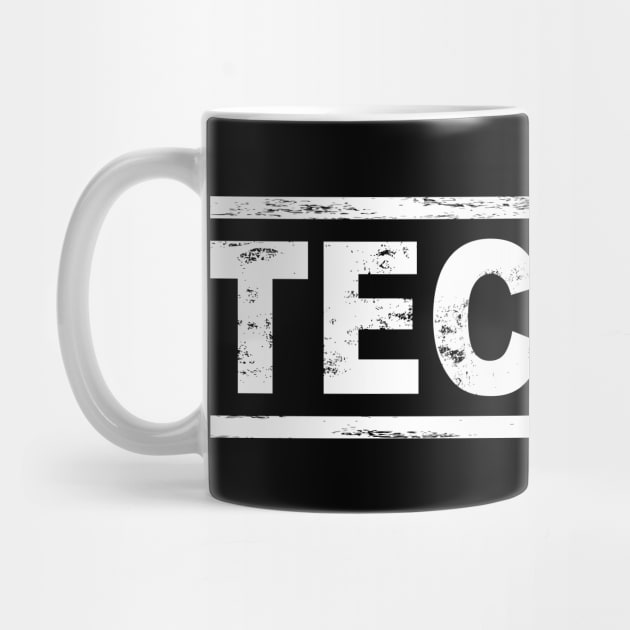 TECHNO MUSIC WHITE TEXT by shirts.for.passions